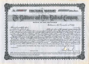 Baltimore and Ohio Railroad Co. - Unissued Stock Warrant